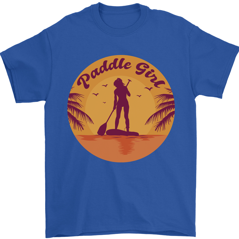 Paddleboarding Girl Mens T-Shirt 100% Cotton Royal Blue