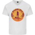 Paddleboarding Girl Mens V-Neck Cotton T-Shirt White