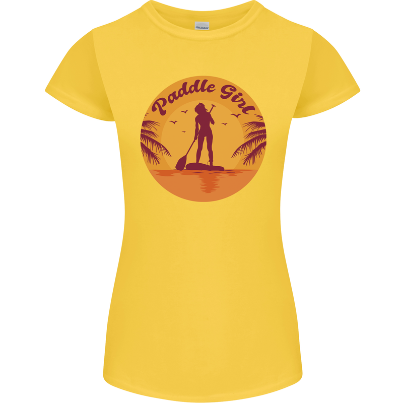 Paddleboarding Girl Womens Petite Cut T-Shirt Yellow