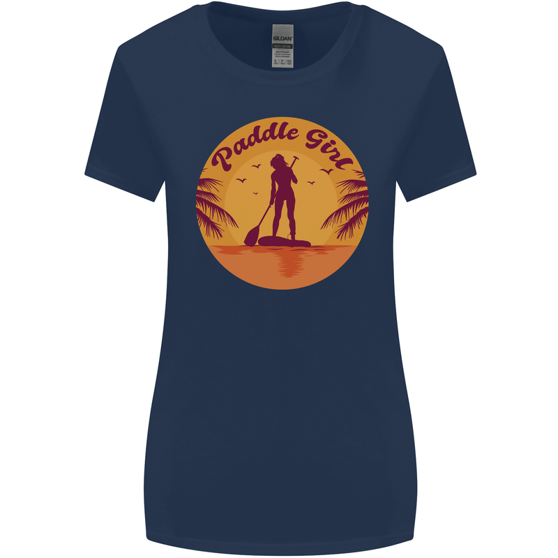 Paddleboarding Girl Womens Wider Cut T-Shirt Navy Blue