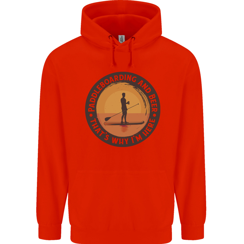 Paddleboarding & Beer Funny Paddleboard Childrens Kids Hoodie Bright Red