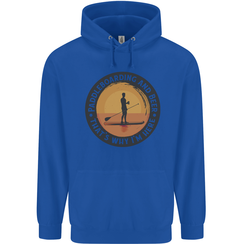 Paddleboarding & Beer Funny Paddleboard Childrens Kids Hoodie Royal Blue