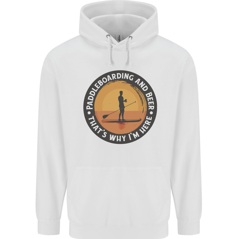 Paddleboarding & Beer Funny Paddleboard Childrens Kids Hoodie White