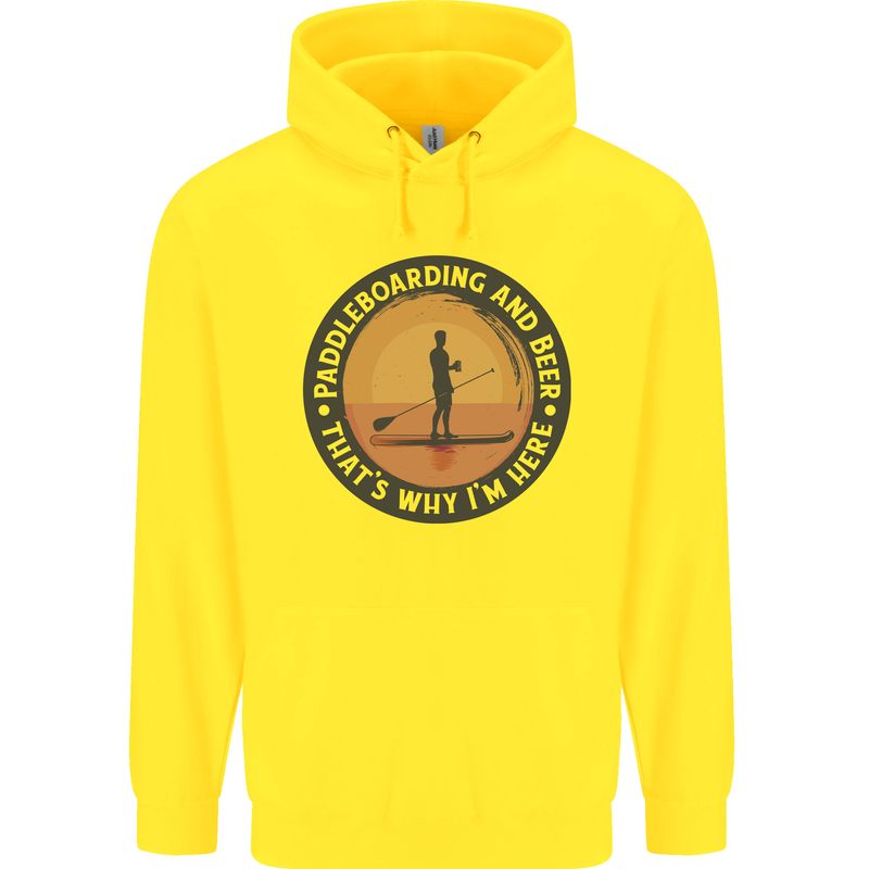 Paddleboarding & Beer Funny Paddleboard Childrens Kids Hoodie Yellow