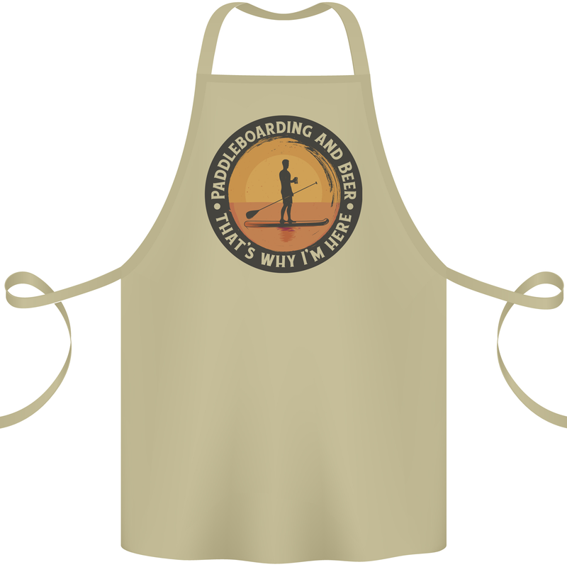 Paddleboarding & Beer Funny Paddleboard Cotton Apron 100% Organic Khaki