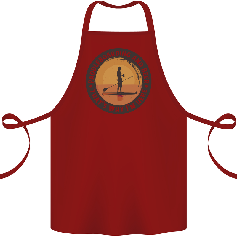 Paddleboarding & Beer Funny Paddleboard Cotton Apron 100% Organic Maroon