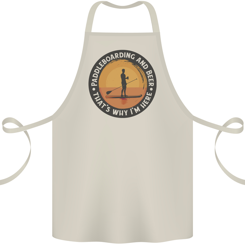 Paddleboarding & Beer Funny Paddleboard Cotton Apron 100% Organic Natural