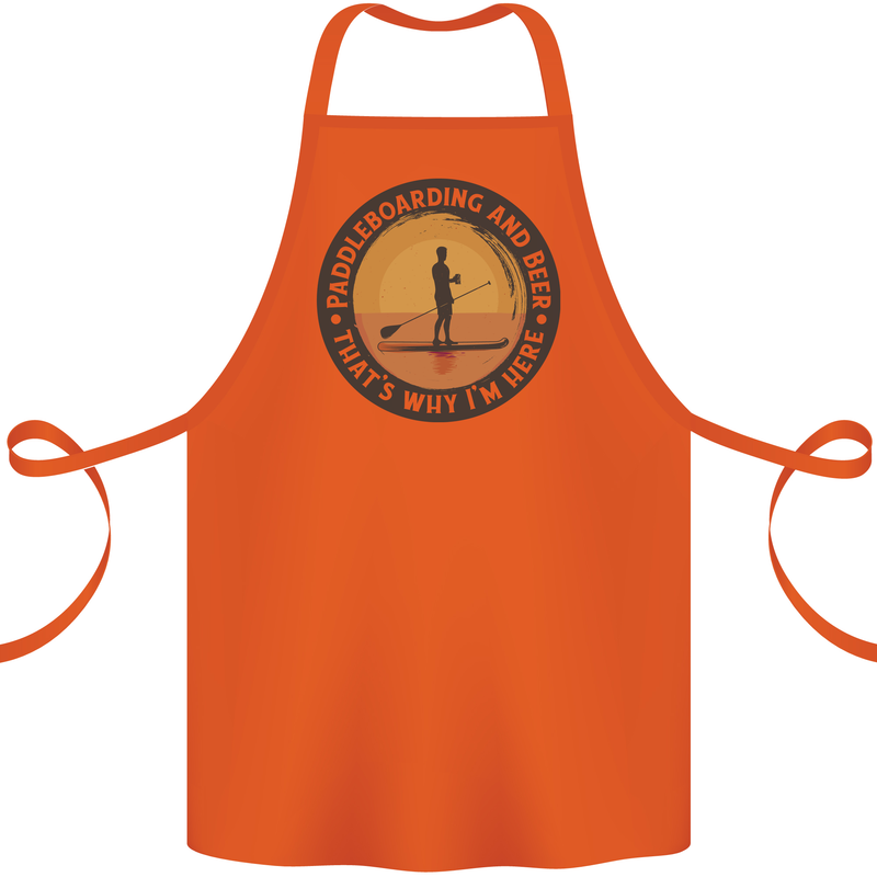 Paddleboarding & Beer Funny Paddleboard Cotton Apron 100% Organic Orange