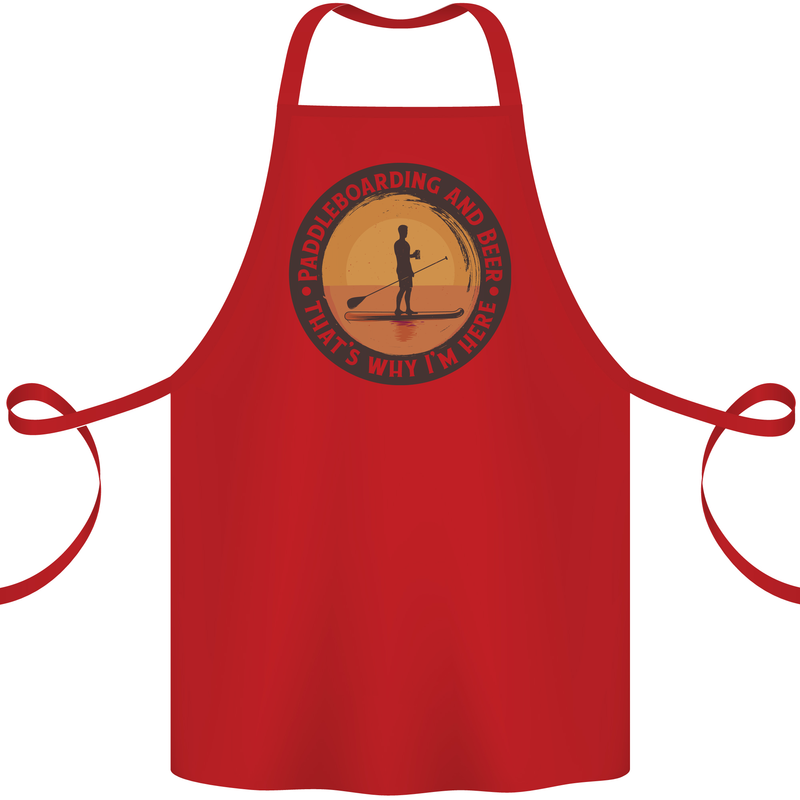 Paddleboarding & Beer Funny Paddleboard Cotton Apron 100% Organic Red