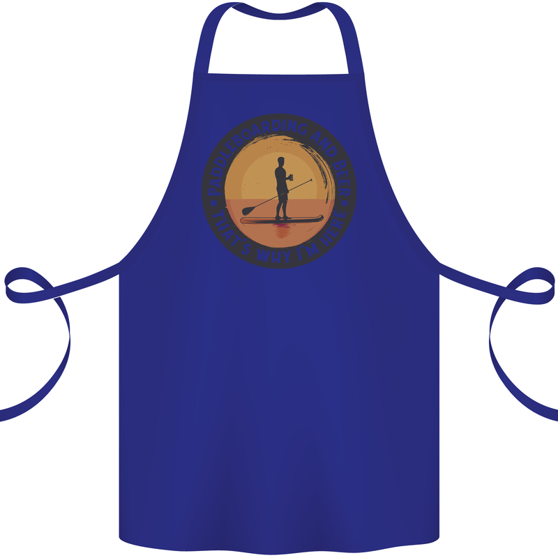 Paddleboarding & Beer Funny Paddleboard Cotton Apron 100% Organic Royal Blue