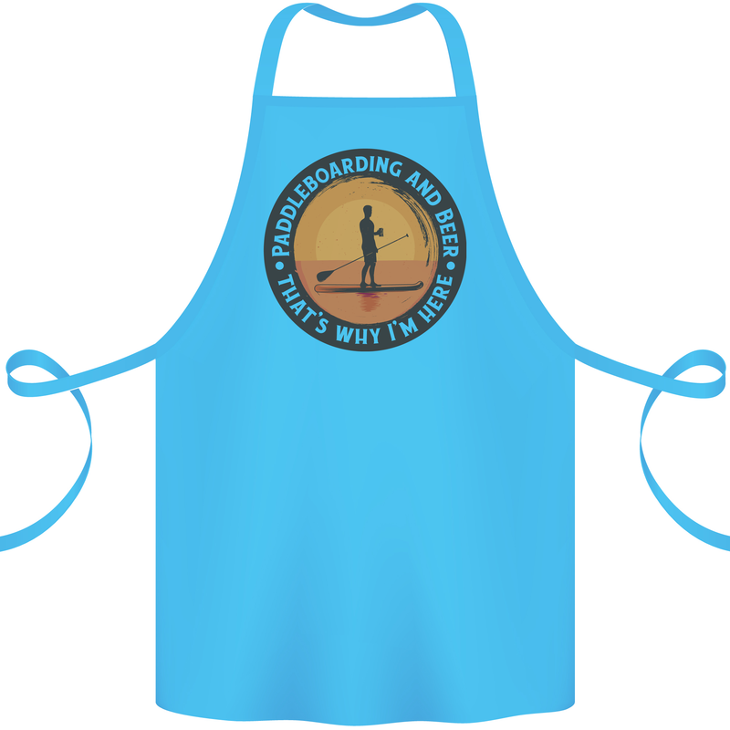 Paddleboarding & Beer Funny Paddleboard Cotton Apron 100% Organic Turquoise