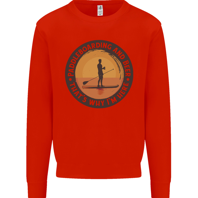 Paddleboarding & Beer Funny Paddleboard Kids Sweatshirt Jumper Bright Red