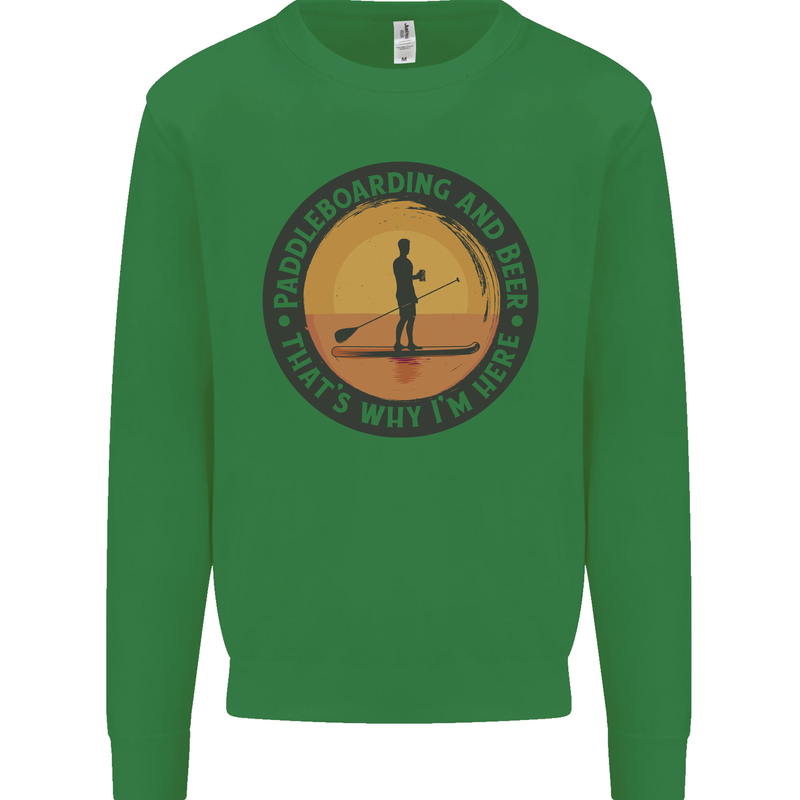 Paddleboarding & Beer Funny Paddleboard Kids Sweatshirt Jumper Irish Green