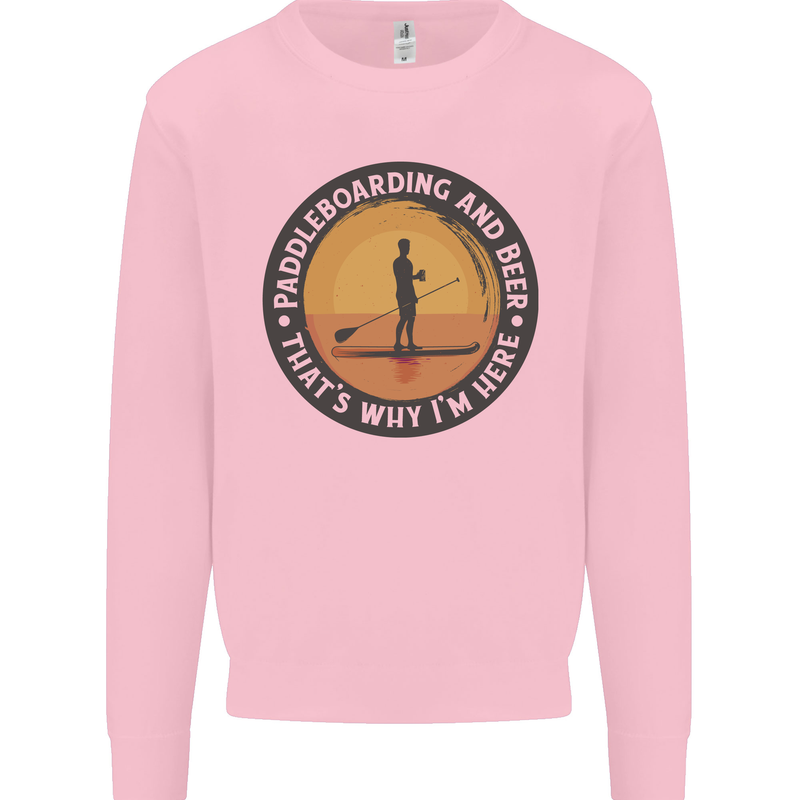Paddleboarding & Beer Funny Paddleboard Kids Sweatshirt Jumper Light Pink