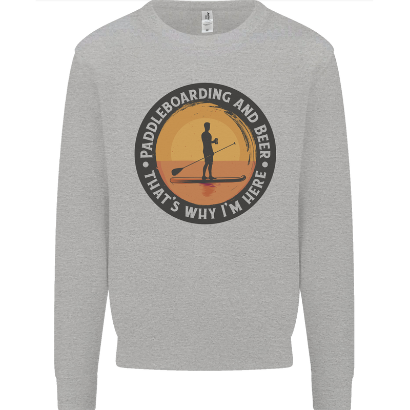 Paddleboarding & Beer Funny Paddleboard Kids Sweatshirt Jumper Sports Grey