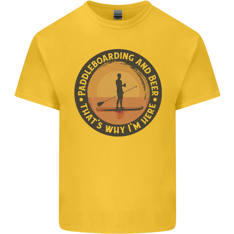 Paddleboarding & Beer Funny Paddleboard Kids T-Shirt Childrens Yellow