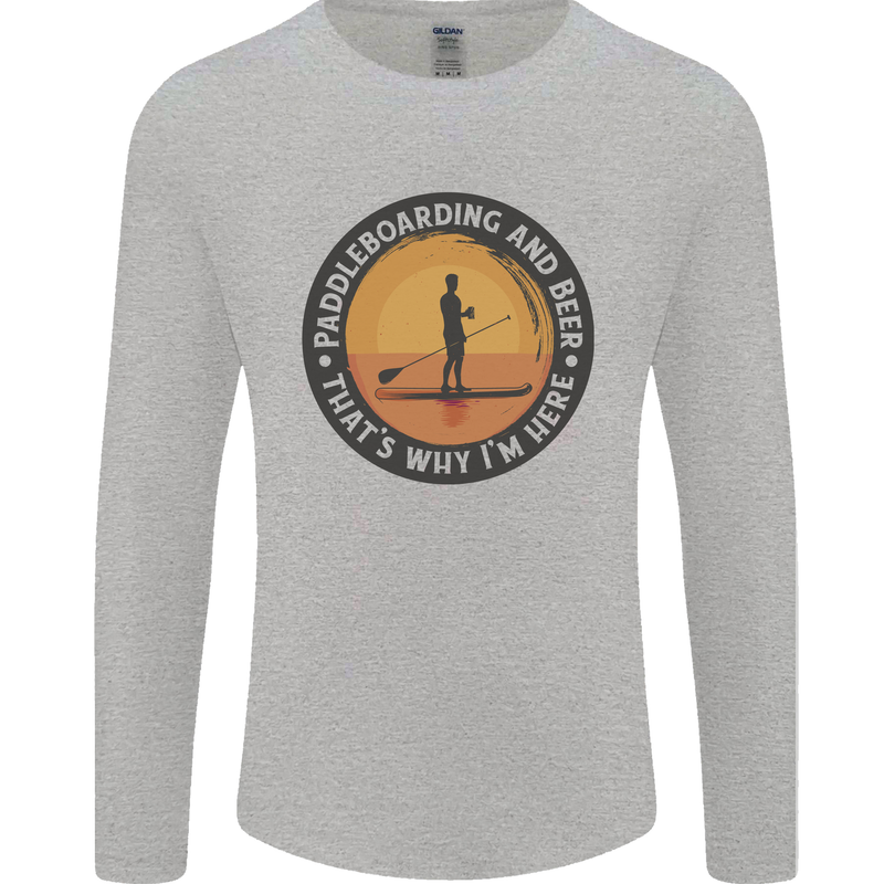 Paddleboarding & Beer Funny Paddleboard Mens Long Sleeve T-Shirt Sports Grey