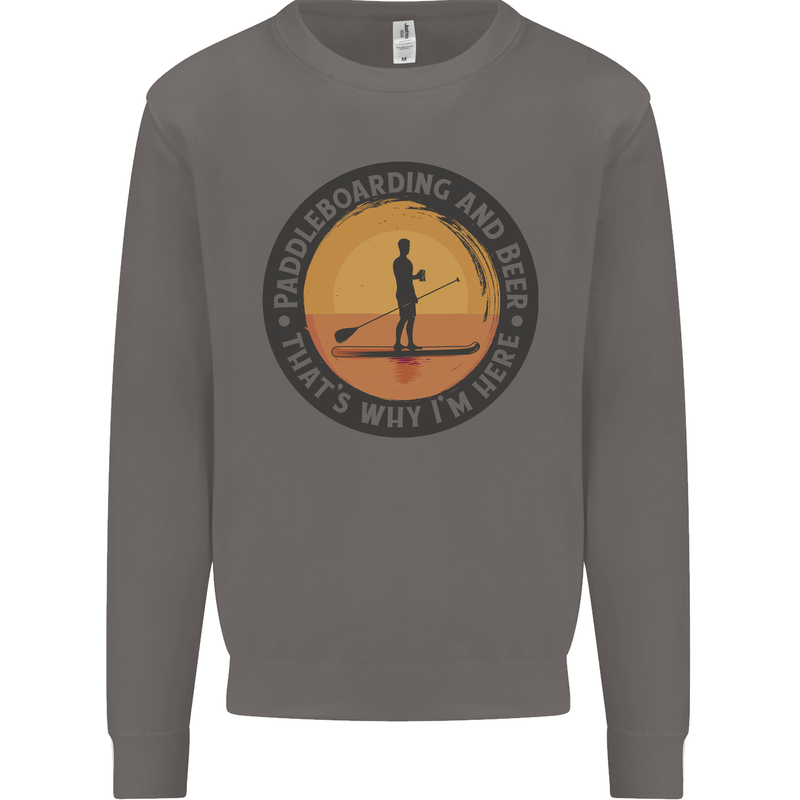 Paddleboarding & Beer Funny Paddleboard Mens Sweatshirt Jumper Charcoal