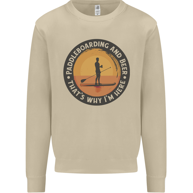 Paddleboarding & Beer Funny Paddleboard Mens Sweatshirt Jumper Sand