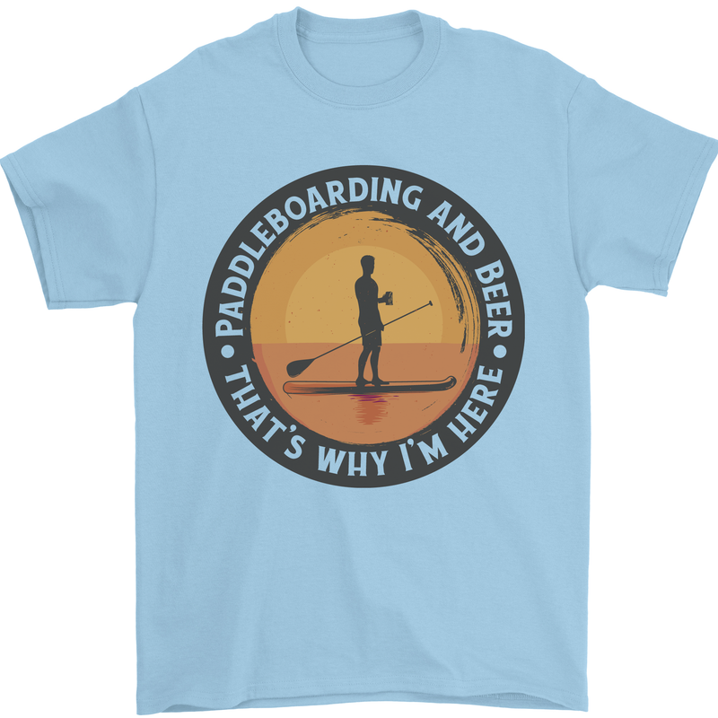 Paddleboarding & Beer Funny Paddleboard Mens T-Shirt 100% Cotton Light Blue
