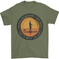 Paddleboarding & Beer Funny Paddleboard Mens T-Shirt 100% Cotton Military Green
