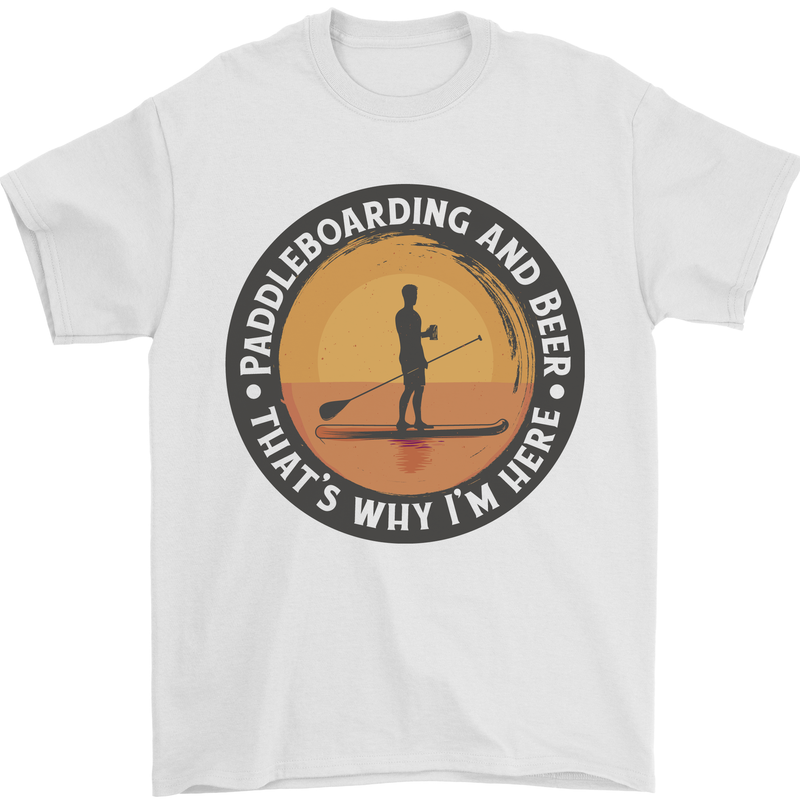 Paddleboarding & Beer Funny Paddleboard Mens T-Shirt 100% Cotton White