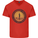 Paddleboarding & Beer Funny Paddleboard Mens V-Neck Cotton T-Shirt Red