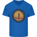 Paddleboarding & Beer Funny Paddleboard Mens V-Neck Cotton T-Shirt Royal Blue