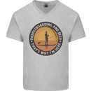 Paddleboarding & Beer Funny Paddleboard Mens V-Neck Cotton T-Shirt Sports Grey