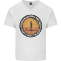Paddleboarding & Beer Funny Paddleboard Mens V-Neck Cotton T-Shirt White