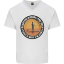 Paddleboarding & Beer Funny Paddleboard Mens V-Neck Cotton T-Shirt White
