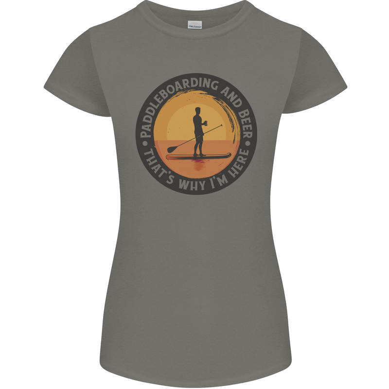 Paddleboarding & Beer Funny Paddleboard Womens Petite Cut T-Shirt Charcoal