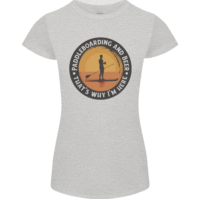 Paddleboarding & Beer Funny Paddleboard Womens Petite Cut T-Shirt Sports Grey