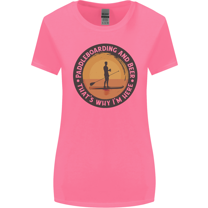 Paddleboarding & Beer Funny Paddleboard Womens Wider Cut T-Shirt Azalea