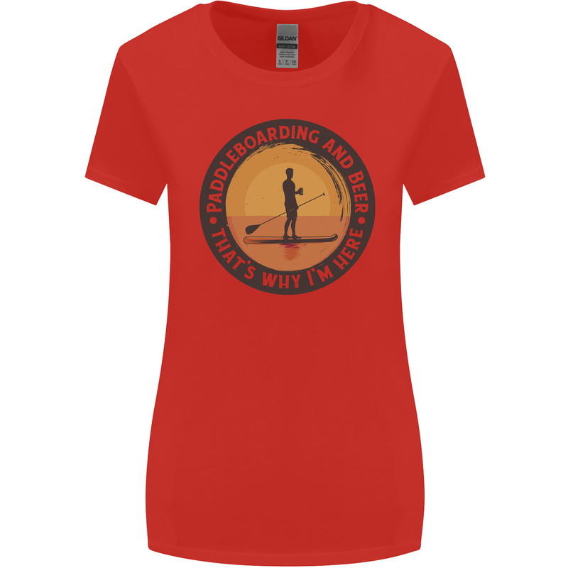 Paddleboarding & Beer Funny Paddleboard Womens Wider Cut T-Shirt Red