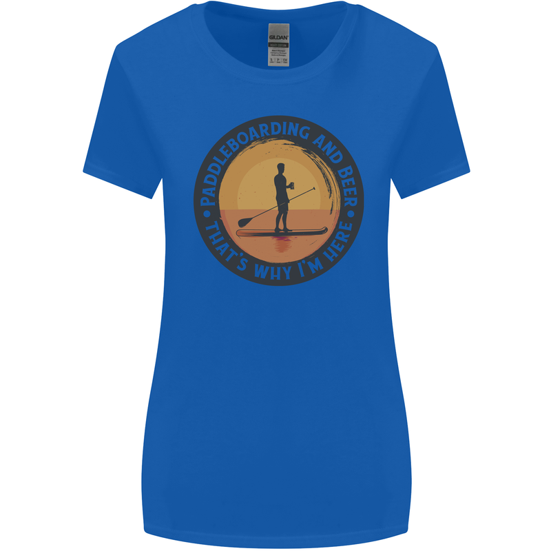 Paddleboarding & Beer Funny Paddleboard Womens Wider Cut T-Shirt Royal Blue