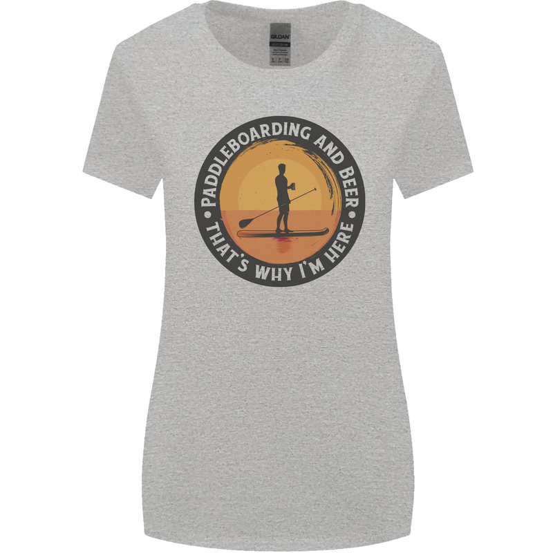 Paddleboarding & Beer Funny Paddleboard Womens Wider Cut T-Shirt Sports Grey