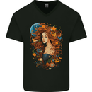 Pagan Woman of the Earth Stonehenge Druid Mens V-Neck Cotton T-Shirt Black