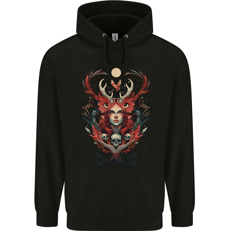 Pagan Woman of the Earth Stonehenge Druid Skulls Childrens Kids Hoodie Black
