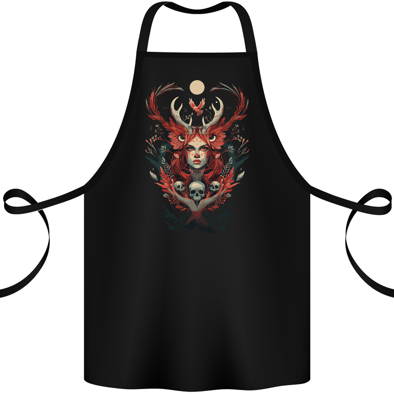 Pagan Woman of the Earth Stonehenge Druid Skulls Cotton Apron 100% Organic Black