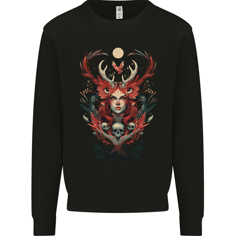 Pagan Woman of the Earth Stonehenge Druid Skulls Mens Sweatshirt Jumper Black