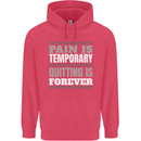 Pain Is Temporary Gym Quote Bodybuilding Childrens Kids Hoodie Heliconia