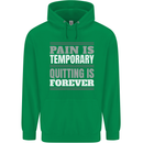 Pain Is Temporary Gym Quote Bodybuilding Childrens Kids Hoodie Irish Green