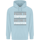 Pain Is Temporary Gym Quote Bodybuilding Childrens Kids Hoodie Light Blue