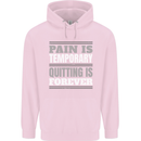 Pain Is Temporary Gym Quote Bodybuilding Childrens Kids Hoodie Light Pink