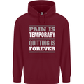 Pain Is Temporary Gym Quote Bodybuilding Childrens Kids Hoodie Maroon