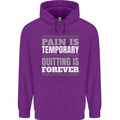 Pain Is Temporary Gym Quote Bodybuilding Childrens Kids Hoodie Purple