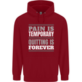 Pain Is Temporary Gym Quote Bodybuilding Childrens Kids Hoodie Red