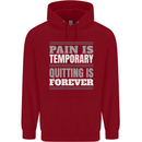 Pain Is Temporary Gym Quote Bodybuilding Childrens Kids Hoodie Red