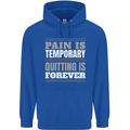 Pain Is Temporary Gym Quote Bodybuilding Childrens Kids Hoodie Royal Blue